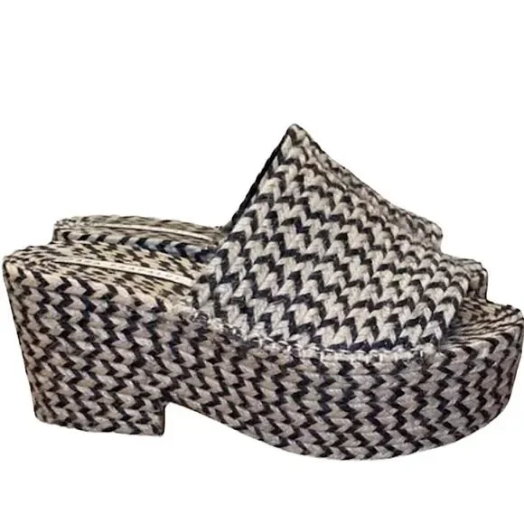 Zara Yute Mia Platform Slide Sandals Black and Beige New - Picture 5 of 13